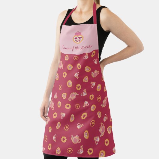 キッチンティーパタンパーティーマゼンタ エプロン (インサイチュ)