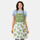キッチンネームエプロンの柑橘類レモンの女王 エプロン (着用した状態)