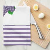 キッチンハンドストライプタオル付き紫ブドウ キッチンタオル (四つ折り)