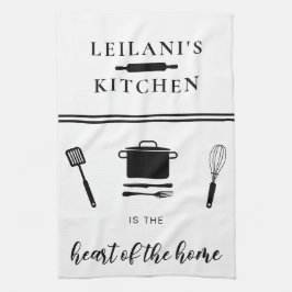 キッチンハートホームホワイトのパーソナライズ キッチンタオル