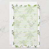 キッチンハーブ水の色ローズマリーバジルライン 便箋 (正面/裏面)