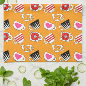 キッチンパターンのかわいい小さなカップ キッチンタオル (折り畳み)