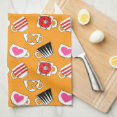 キッチンパターンのかわいい小さなカップ キッチンタオル (四つ折り)