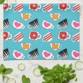 キッチンパターンのかわいい小さなカップ キッチンタオル (折り畳み)