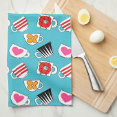 キッチンパターンのかわいい小さなカップ キッチンタオル (四つ折り)