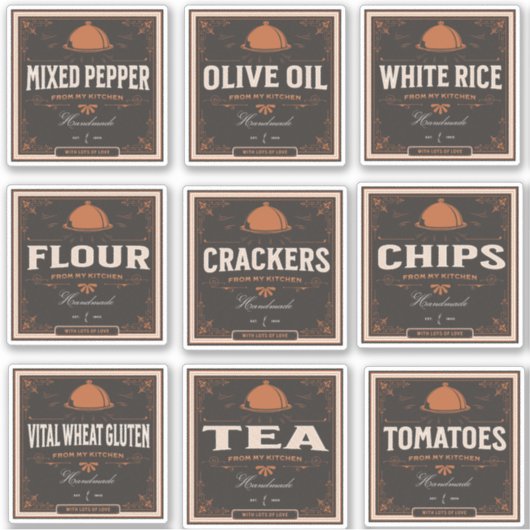 キッチンパントリーラベルセット2ヴィンテージダーク紙 シール (正面)