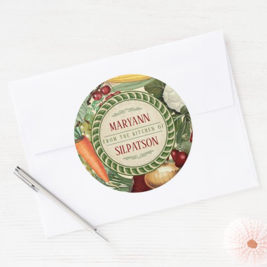 キッチンパーソナライズされたから採れる果物の野菜 ラウンドシール (封筒)