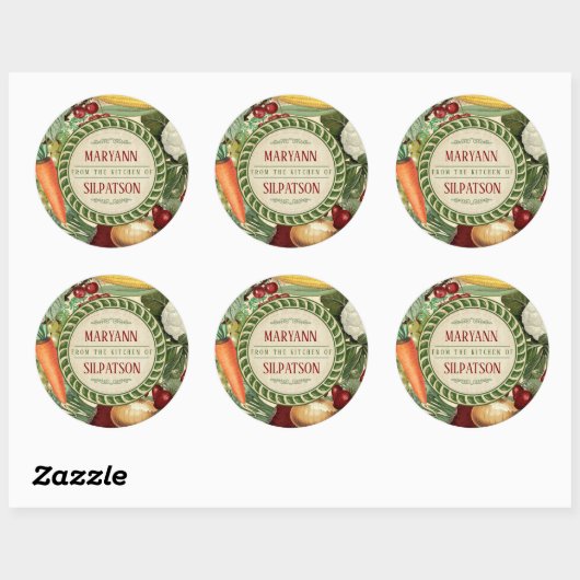 キッチンパーソナライズされたから採れる果物の野菜 ラウンドシール (シート)