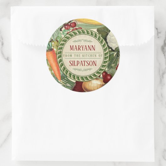 キッチンパーソナライズされたから採れる果物の野菜 ラウンドシール (バッグ)