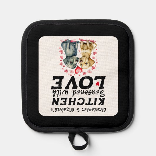 キッチンパーソナライズされたで可愛い犬の名前 鍋敷き (正面)