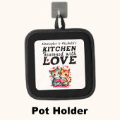 キッチンパーソナライズされたで可愛い猫をブラックと呼ぶ 鍋敷き