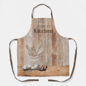 キッチンパーソナライズされたウッド素朴デイジー エプロン (正面)