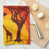 キッチンパーソナライズされたタオルアフリカンサファリキリン キッチンタオル (四つ折り)