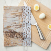 キッチンパーソナライズされたタオルカントリーバーンウッドレース キッチンタオル (四つ折り)