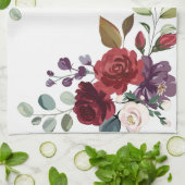 キッチンパーソナライズされたタオルホワイトローゼズ金ゴールドジオメトリ キッチンタオル (折り畳み)