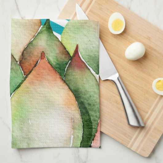 キッチンパーソナライズされたタオルボホカクティサボスクー キッチンタオル (四つ折り)