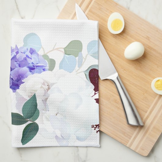 キッチンパーソナライズされたタオルラベンダーハイビスカスオン キッチンタオル (四つ折り)