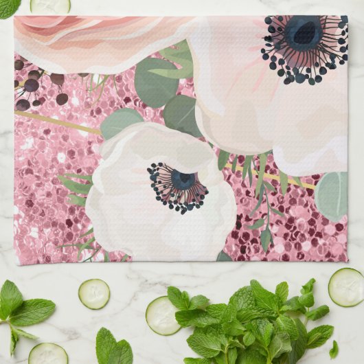 キッチンパーソナライズされたタオル幾何学園バラ キッチンタオル (折り畳み)