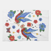 キッチンパーソナライズされたタオ伝統的バードタトゥー キッチンタオル (横)