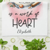 キッチンパーソナライズされたピンクフローラの女王 キッチンタオル (折り畳み)