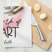 キッチンパーソナライズされたピンクフローラの女王 キッチンタオル (四つ折り)