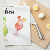 キッチンパーティートロピカルドリンクウォータカラー キッチンタオル (四つ折り)