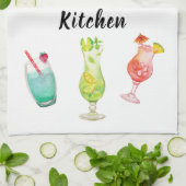 キッチンパーティー トロピカル ドリンク 水彩 キッチンタオル (折り畳み)