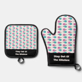 キッチンピックボールおもしろいパドルから離れる 鍋つかみ&鍋敷きセット (正面)