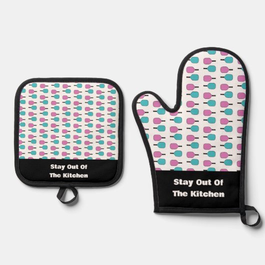 キッチンピックボールおもしろいパドルから離れる 鍋つかみ&鍋敷きセット (正面)