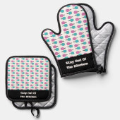 キッチンピックボールおもしろいパドルから離れる 鍋つかみ&鍋敷きセット (正面/裏面)