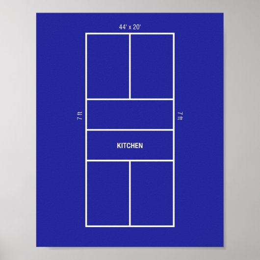 キッチンピックルボールコート図 ポスター (正面)