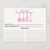 キッチンピンクの器具ブライダルシャワーレシピカード (正面)