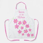 キッチンピンクの花エプロンの女王 エプロン (正面)