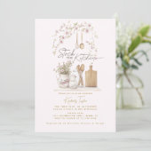 キッチンピンクワイルドフラワーのブライダルシャワーをストック 招待状 (スタンド正面)