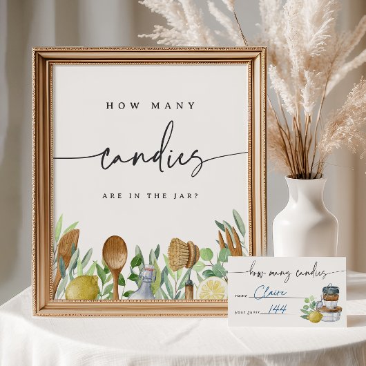 キッチンブライダルシャワーキャンディ推測ゲームサイン ポスター