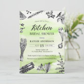 キッチンブライダルシャワーハーブは緑色のスプラッシュをスパイス 招待状 (スタンド正面)