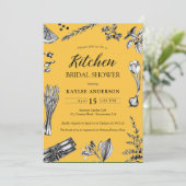 キッチンブライダルシャワーハーブ香辛料イエロー 招待状 (スタンド正面)