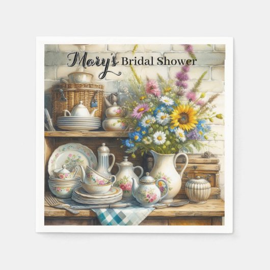 キッチンブライダルシャワーペーパーナプキン スタンダードカクテルナプキン (正面)