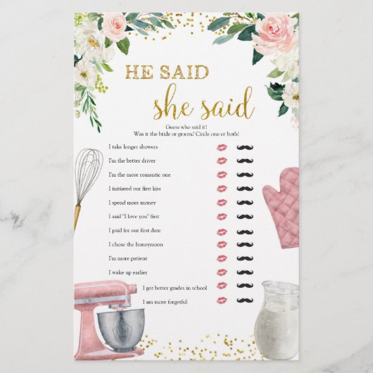 キッチンブライダルシャワー彼はゲームを言った (正面)