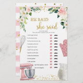 キッチンブライダルシャワー彼はゲームを言った (正面/裏面)