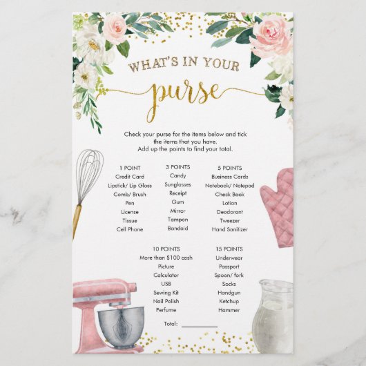 キッチンブライダルシャワー財布ゲームの内容 (正面)