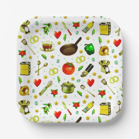 キッチンブライダルシャワー ペーパープレート (正面)