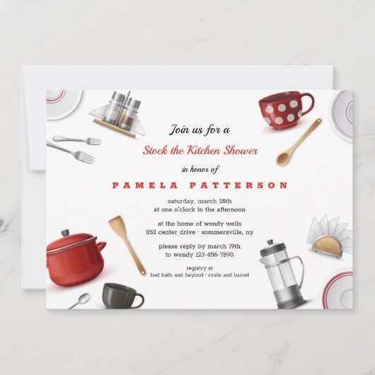 キッチンブライダルシャワー 招待状 (正面)