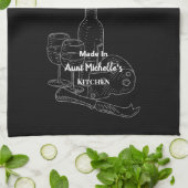 キッチンブラックワイン&チーズ キッチンタオル (折り畳み)