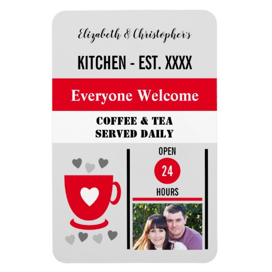 キッチンベスト1年のコーヒーティーレッド写真 マグネット (縦)