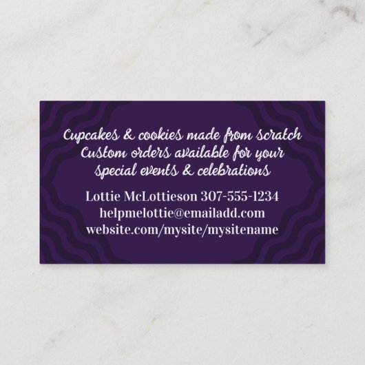 キッチンベーキングおとぎケーキのカップケーキビジネス 名刺 (裏面)