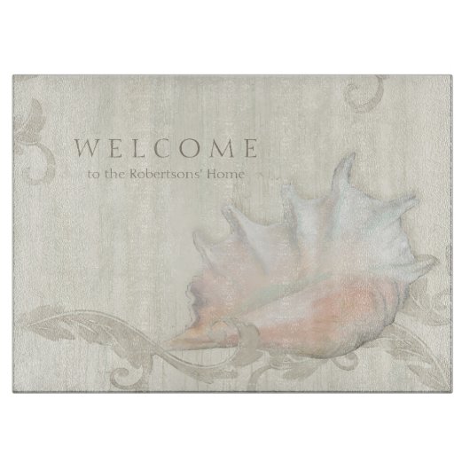 キッチンホステスギフトビーチシーシェルズコンチウッド カッティングボード (正面)