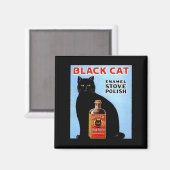 キッチンマグネット～ヴィンテージ黒猫！ストーブ研磨剤 マグネット (正面/裏面)