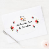 キッチンマジシャンカスタムレトロ料理シール 楕円形シール (封筒)