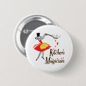 キッチンマジシャンレトロ料理アートボタン 缶バッジ (正面&裏面)